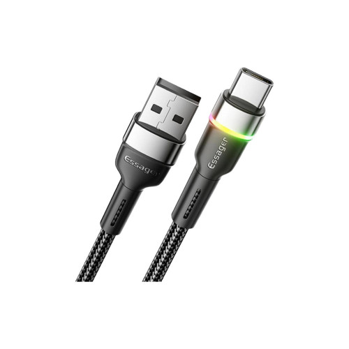Дата кабель USB 2.0 AM to USB-C 2.0m 3A LED black Essager (EXCT-XCDA01) – Essager (вид 1)
