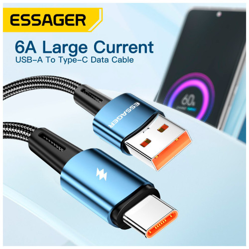 Дата кабель USB 2.0 AM to USB-C 2.0m 120W black Essager (EXC120-CGA01-P) – Essager (вид 2)