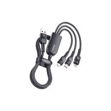 Дата кабель USB 2.0 AM to Lightning + Micro 5P + Type-C 1.2m 66W black Essager (EXCMTL-XJ01)