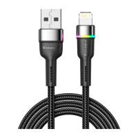 Дата кабель USB 2.0 AM to Lightning 2.0m 2.4A LED black Essager (EXCL-XCDA01)