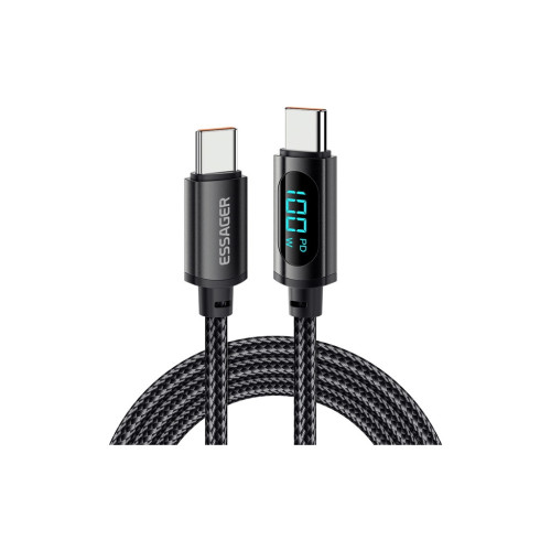 Дата кабель USB-C to USB-C 1.0m 100W LED black Essager (EXCTT1-XY01-P) – Essager