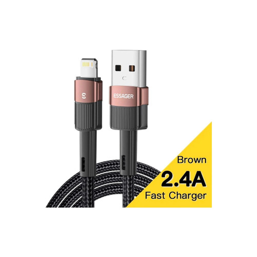 Дата кабель USB 2.0 AM to Lightning 2.0m 2.4A brown Essager (EXCL-XCA12) – Essager