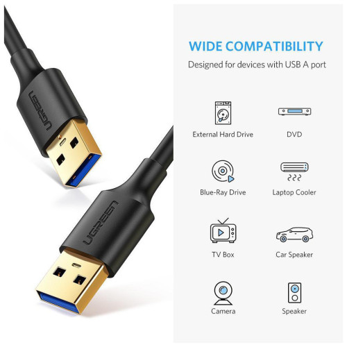 Дата кабель USB 3.0 AM/AM 1.0m US128 black Ugreen (10370) – UGREEN (вид 1)