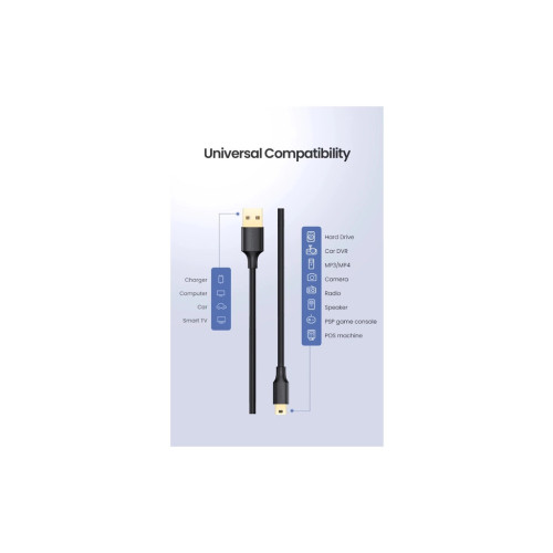 Дата кабель USB 2.0 AM to Mini 5P 1.0m US132 black Ugreen (10355) – UGREEN (вид 2)