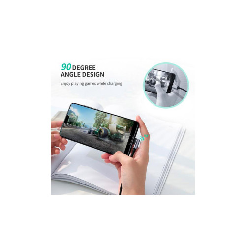 Дата кабель USB 2.0 AM to USB-C 3.0m 3A US284 90° corner black Ugreen (70255) – UGREEN (вид 1)