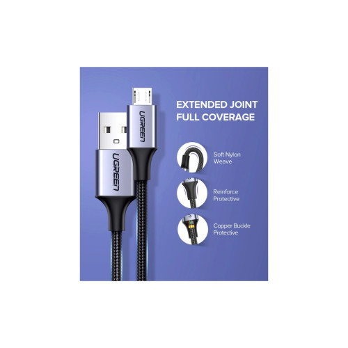 Дата кабель USB 2.0 AM to Micro 5P 1.5m 2A US290 black Ugreen (60147) – UGREEN (вид 1)
