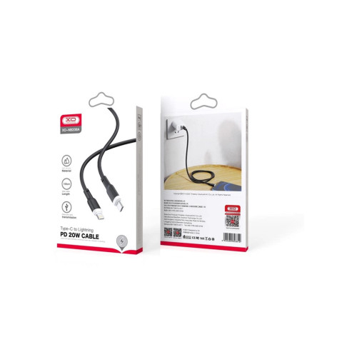 Дата кабель USB-C to Lightning 1.0m 20W liquid silicone NB208A black XO (6920680826810) – XO (вид 1)