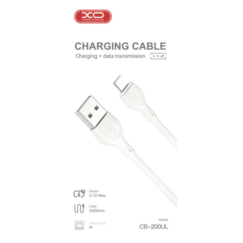 Дата кабель USB 2.0 AM to Lightning 2.0m 2.1A white XO (CB-200UL) – XO (вид 1)