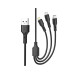 Дата кабель USB 2.0 AM to Lightning + Micro 5P + USB-C 3A black XO (CB-23U3-BK) – XO