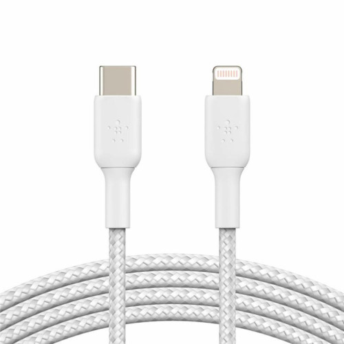 Дата кабель USB 2.0 AM to Lightning 1.0m BRAIDED white Belkin (CAA004BT1MWH) – Belkin