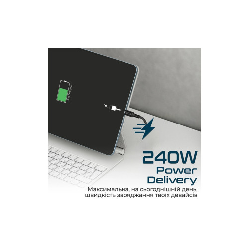 Дата кабель USB-C to USB-C 1.0m Promate (powerbolt240-1m.black) – Promate (вид 2)