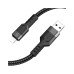 Дата кабель USB 2.0 AM to Lightning 1.2m 2.4A nylon aluminum U110 black HOCO (6931474770561) – HOCO