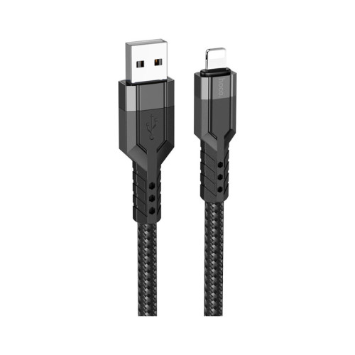 Дата кабель USB 2.0 AM to Lightning 1.2m 2.4A nylon aluminum U110 black HOCO (6931474770561) – HOCO (вид 1)
