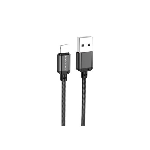 Дата кабель USB 2.0 AM to Lightning 1.0m 2.4A nylon BX87 black BOROFONE (6974443389005) – BOROFONE (вид 1)