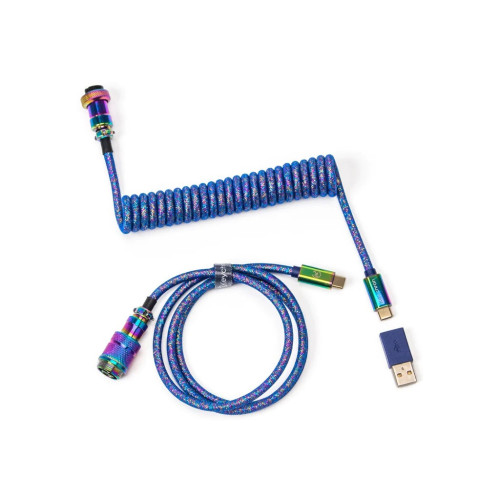 Дата кабель USB 2.0 AM to USB-C 1.08m Premium Coiled Aviator Straight rainbow plated blue Keychron (CAB6_KEYCHRON) – Keychron