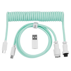 Дата кабель USB-C + USB A to USB-C 1.36m Coiled Aviator mint Keychron (CAB18_KEYCHRON)