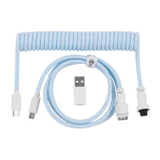 Дата кабель USB-C + USB A to USB-C 1.36m Coiled Aviator blue Keychron (CAB19_KEYCHRON)