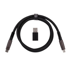 Дата кабель USB-C + USB A to USB-C 1.0m Double-Sleeved Geek black Keychron (CAB21_KEYCHRON)