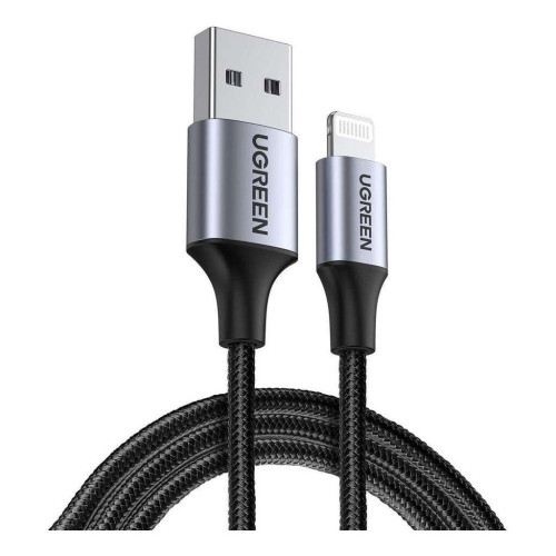 Дата кабель USB 2.0 AM to Lightning 2.0m US199 2.4A Black Ugreen (60158) – UGREEN