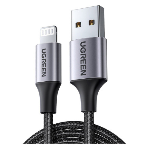 Дата кабель USB 2.0 AM to Lightning 2.0m US199 2.4A Black Ugreen (60158) – UGREEN (вид 1)