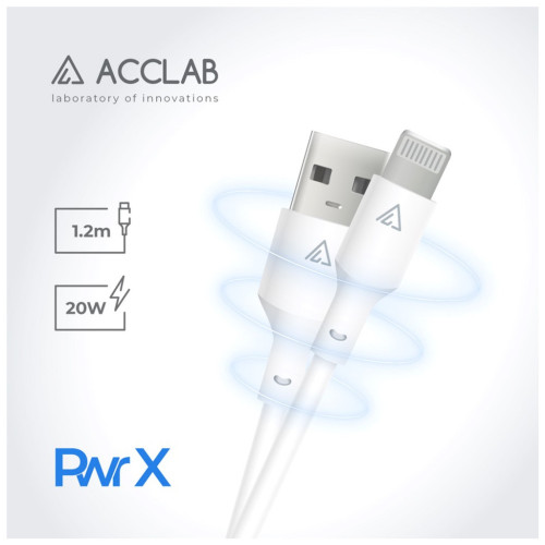 Дата кабель USB 2.0 AM to Lightning 1.2m PwrX 20W ACCLAB (1283126559549) – ACCLAB (вид 2)