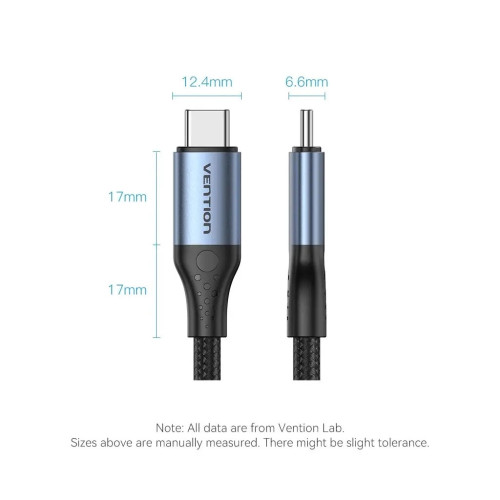 Дата кабель USB-C to USB-C 1.0m Thunderbolt 4 240W (50V/5A) 8K60Hz Gray Aluminum Alloy VENTION (TAVHF) – Vention (вид 1)