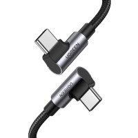 Дата кабель USB-C to USB-C 1.0m 100W (20V/5A) 90° corner braided black Ugreen (70696)