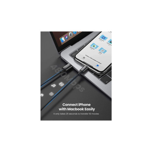 Дата кабель USB-C to Lightning 2.0m 3A US171 black Ugreen (60752) – UGREEN (вид 1)