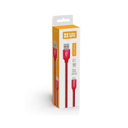 Дата кабель USB 2.0 AM to Lightning 1.0m 2.1А red ColorWay (CW-CBUL004-RD) – ColorWay (вид 2)