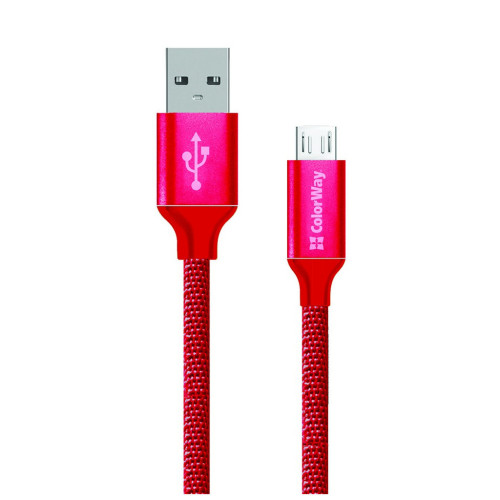 Дата кабель USB 2.0 AM to Micro 5P 1.0m 2.1А red ColorWay (CW-CBUM002-RD) – ColorWay