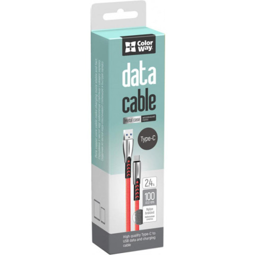 Дата кабель USB 2.0 AM to USB-C 1.0m zinc alloy red ColorWay (CW-CBUC012-RD) – ColorWay (вид 2)