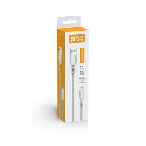 Дата кабель USB 2.0 AM to Lightning 1.0m line-drawing white ColorWay (CW-CBUL027-WH) – ColorWay (вид 2)