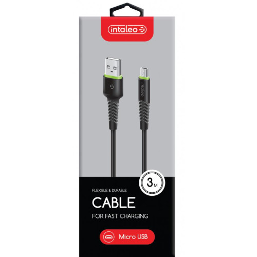 Дата кабель USB 2.0 AM to Micro 5P 3.0m CBFLEXM3 black Intaleo (1283126487491) – Intaleo (вид 1)