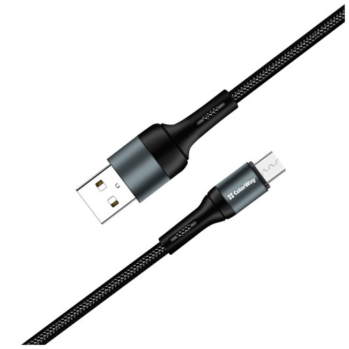 Дата кабель USB 2.0 AM to Micro 5P 1.0m nylon black ColorWay (CW-CBUM045-BK) – ColorWay (вид 2)