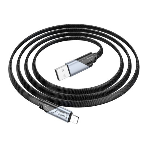 Дата кабель USB 2.0 AM to Lightning 1.2m 2.4A nylon aluminum U125 black HOCO (6942007604987) – HOCO