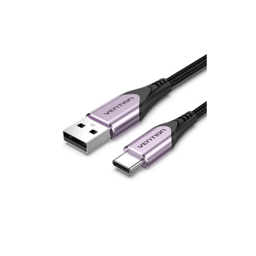 Дата кабель USB 2.0 AM to USB-C 1.5m 3A cotton braided aluminum purple Vention (CODVG) – Vention