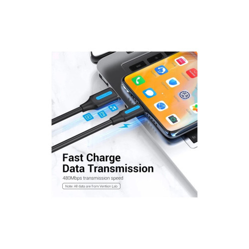 Дата кабель USB 2.0 AM to USB-C 1.5m 3A black Vention (COKBG) – Vention (вид 1)