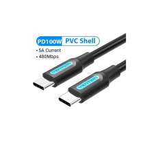 Дата кабель USB-C to USB-C 1.5m 5A black Vention (COTBG)