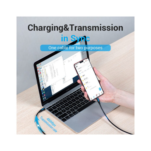 Дата кабель USB-C to Micro 5P 1.0m 2A black Vention (COVBF) – Vention (вид 2)