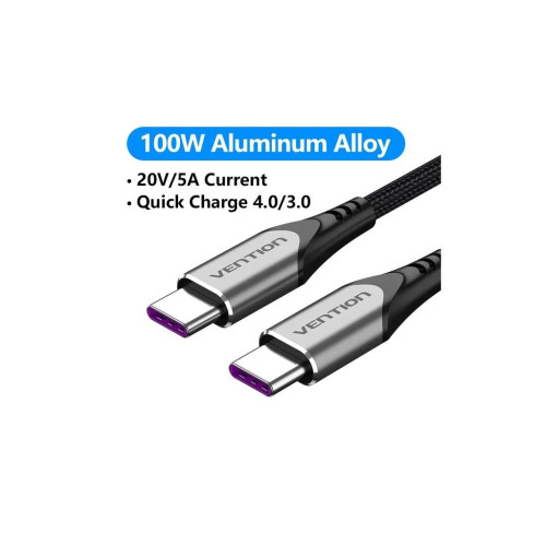 Дата кабель USB-C to USB-C 1.0m 5A aluminum gray Vention (TAEHF) – Vention