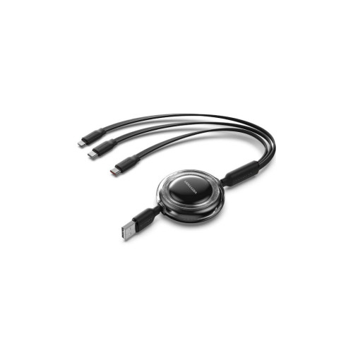 Дата кабель USB 2.0 AM to 2xUSB-C + Lightning 1.0m 3.5A retractable Vention (TRJBBE) – Vention