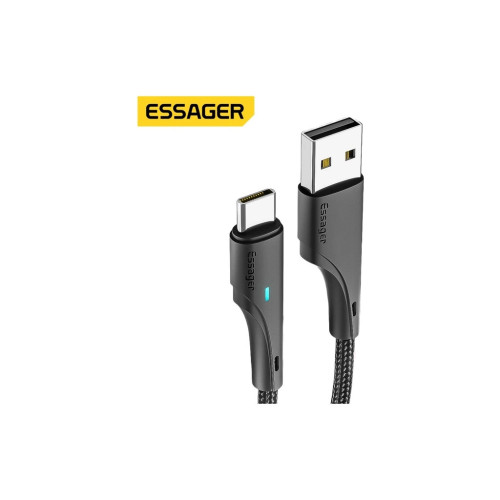 Дата кабель USB 2.0 AM to USB-C 1.0m 3A black Essager (EXCT-LS01) – Essager