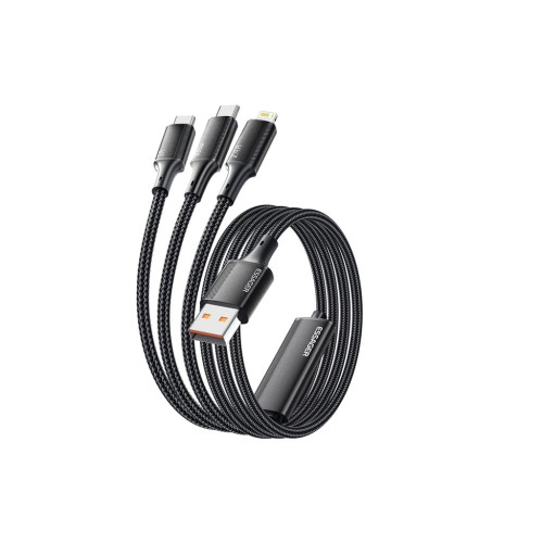 Дата кабель USB 2.0 AM to Lightning + Micro 5P + USB-C 1.2m 100W Essager (EXCMTL-JJ01-P) – Essager (вид 1)