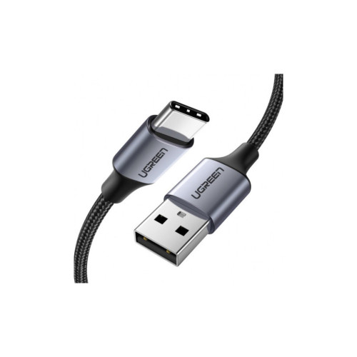 Дата кабель USB 2.0 AM to USB-C 0.25m 3A aluminum braid nickel plating black Ugreen (60124) – UGREEN (вид 1)