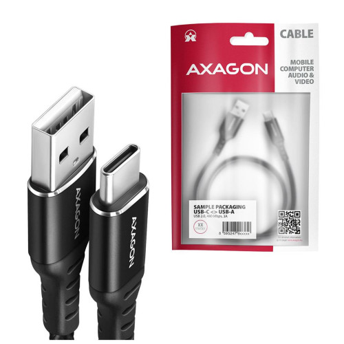 Дата кабель USB 2.0 AM to USB-C 1.0m black AXAGON (BUCM-AM10AB) – AXAGON (вид 1)