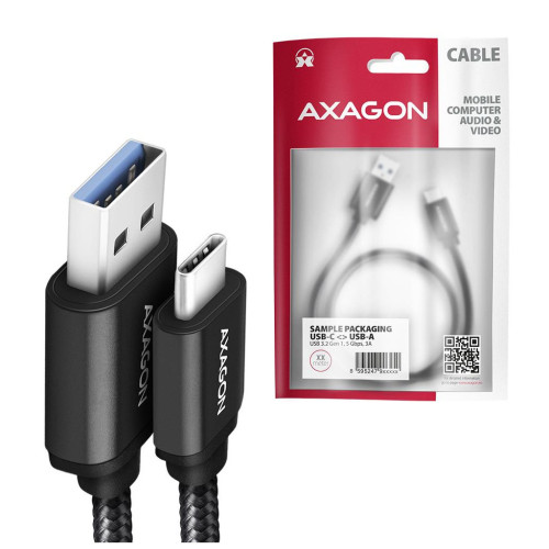 Дата кабель USB 3.2 AM to USB-C 2.0m black AXAGON (BUCM3-AM20AB) – AXAGON (вид 1)