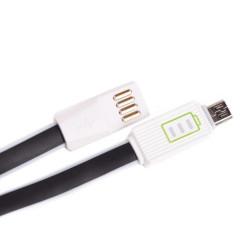 Дата кабель USB 2.0 - Micro USB 1,2A LED плоский (Black) 1,0м Drobak (218762)