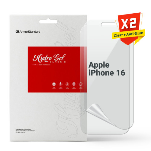 Плівка захисна Armorstandart Kit Clear + Anti-Blue Apple iPhone 16 (ARM80681) – Armorstandart