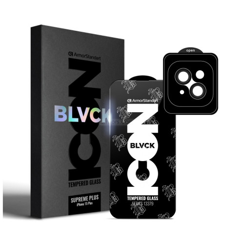Стекло защитное Armorstandart Supreme Plus Black Icon Apple iPhone 15 Plus (ARM71138) – Armorstandart