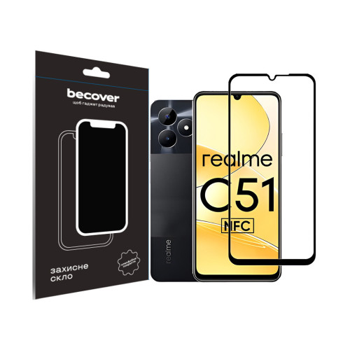 Стекло защитное BeCover Realme C51 Black (710301) – BeCover